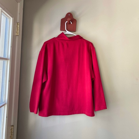 Vintage Red Floral Hand Embroidered Full Zip Fleece Jacket - Picture 5 of 7